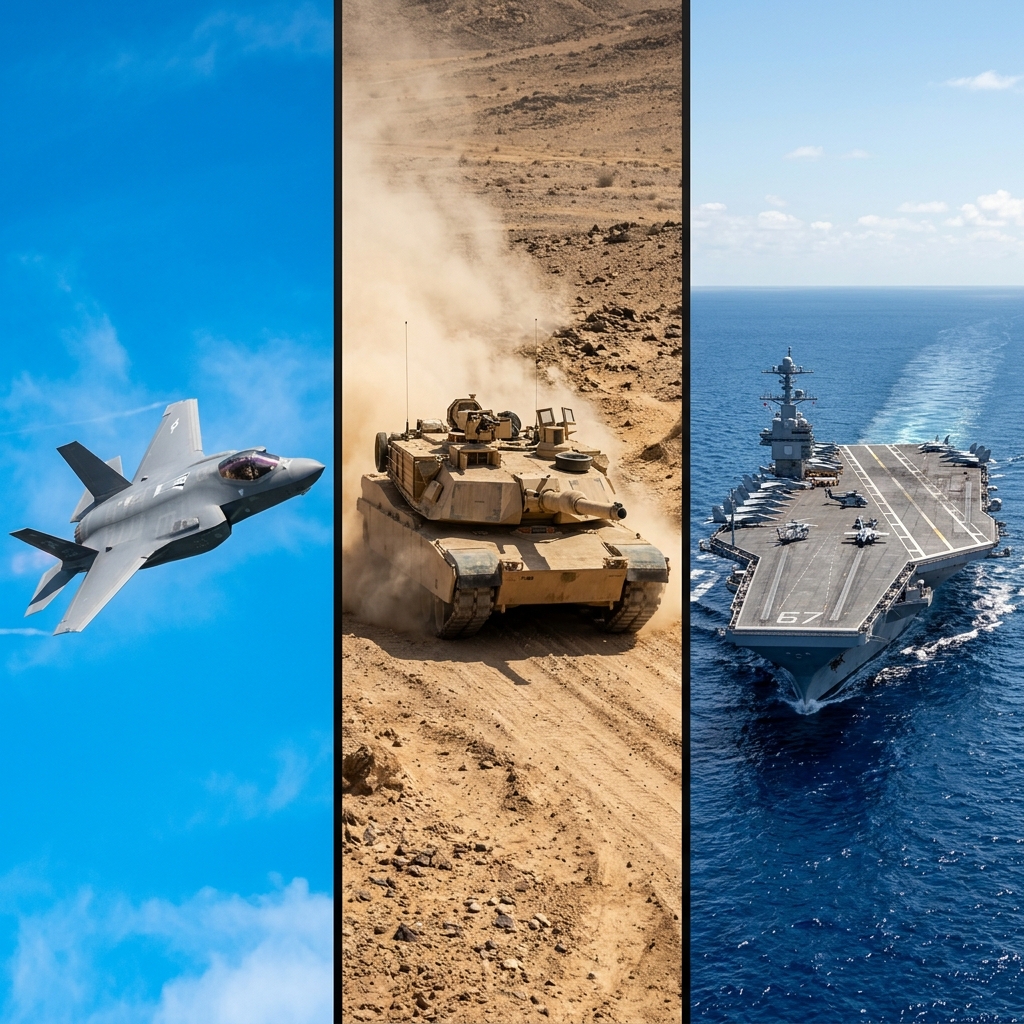 Joint-Force Tri-Service Collage (Air, Land, Sea)